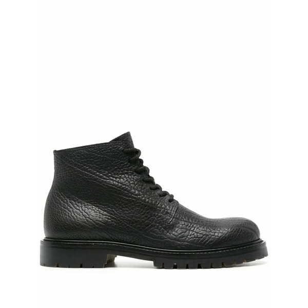 オフィチーネ 創作的 メンズ ブーツ シューズ Grained leather ankle boots Black