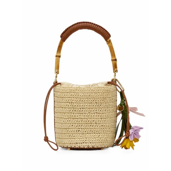セルフ・ポートレイト レディース ショルダーバッグ 御徒面子 Bamboo-handle raffia shoulder bag Neutrals