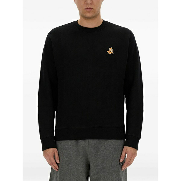 住み家 稲荷 メンズ パーカー・スウェットシャツ アウター Fox-patch sweater Black