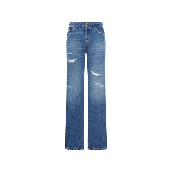 シーフェア レディース ジーンズズボン下 ボトムス Distressed five-pocket jeans Blue