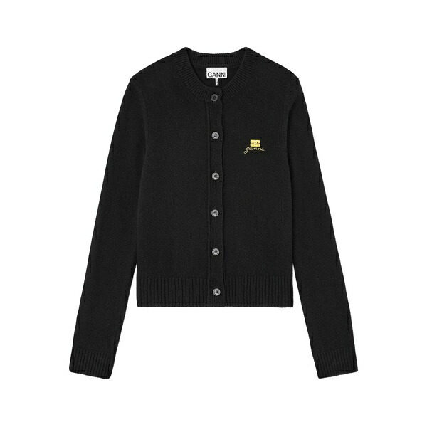 ガニー レディース ジレー アウター Logo-embroidered cardigan Black