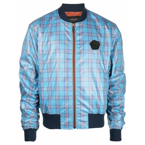 ビクターアンドロルフ メンズ 上衣＆上衣 アウター Logo-detail tartan-check bomber jacket Blue