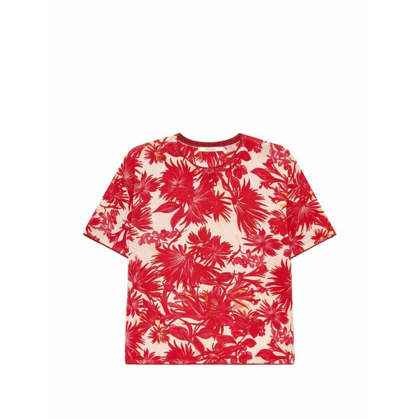 マリパルミ レディース Tシャツ トップス Floral round-neck t-shirt Red｜asty