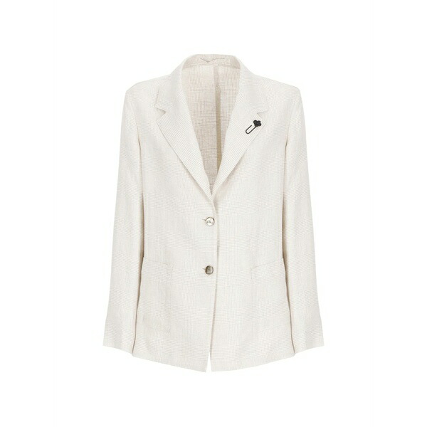 ラルディーニ レディース 上衣＆上衣 アウター Check-pattern linen blazer Neutrals