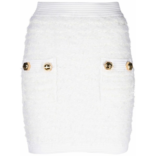 バルマン レディース スコート ボトムス Fitted tweed mini skirt White