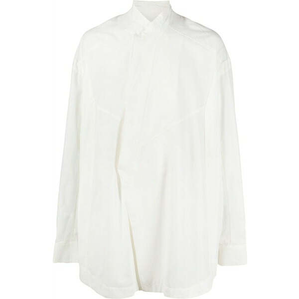 ユリウス メンズ プルオーバー トップス Concealed-fastening cotton-blend shirt  White