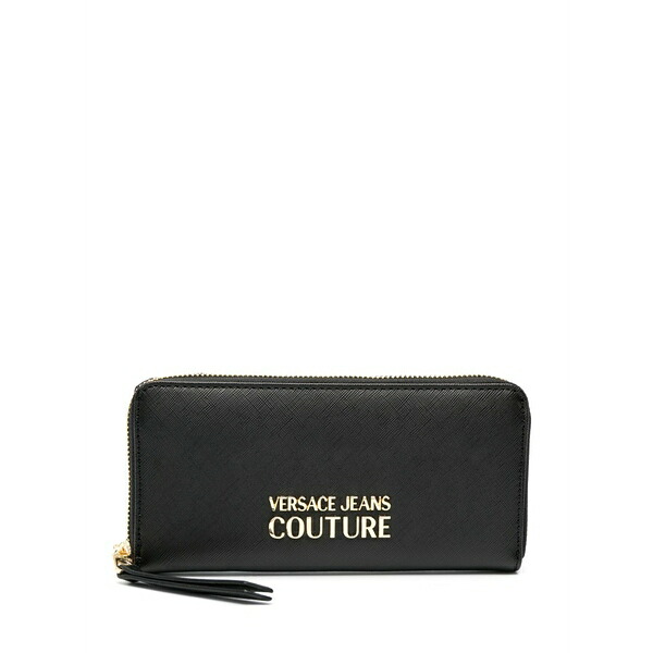 呼びりん探し回る レディース 銭入れ 添え物 Logo-plaque faux-leather wallet Black