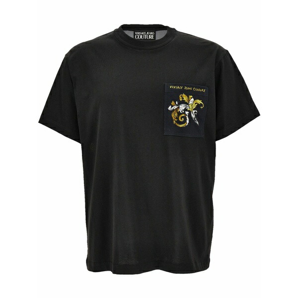 呼びりん探し回る メンズ ティーシャツ トップス Graphic-print t-shirt  Black