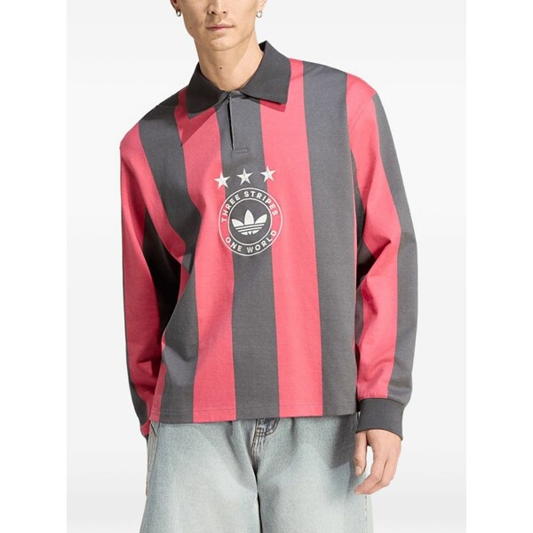 アディダス メンズ スポーツシャツ トップス Striped-pattern polo shirt Black