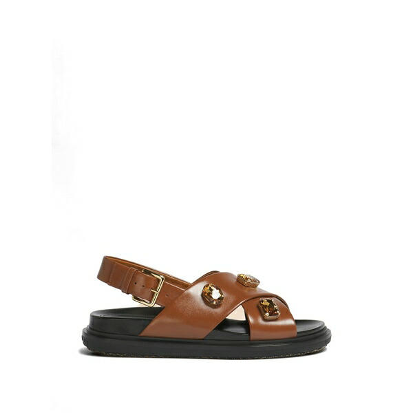 マルニ レディース サンダル シューズ Crystal-embellished fussbett sandals Brown