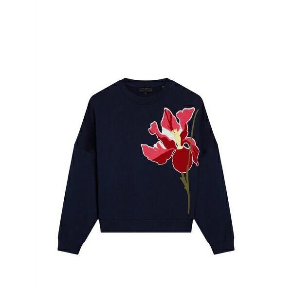 テッドベーカー レディース 編み物\u0026プルオーバー アウター Sanderr graphic-appliqu￡ sweater Blue