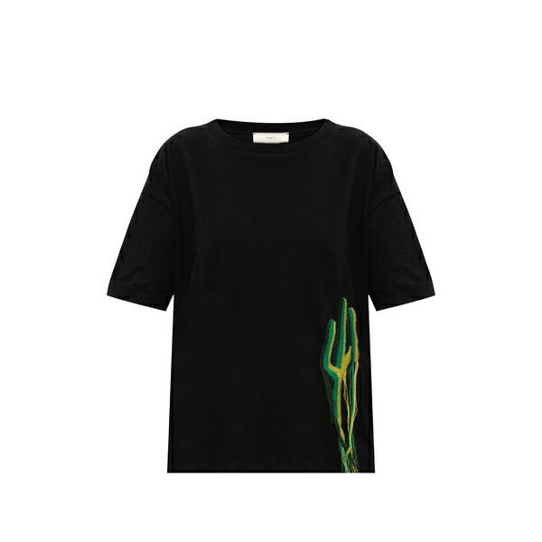エーケプ レディース プルオーバー トップス Embroidered-detail cotton t-shirt Black