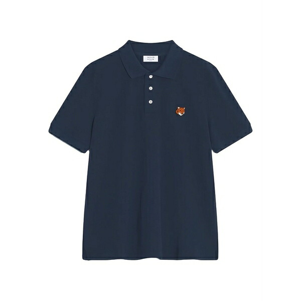 棲み家 稲荷 メンズ スポーツシャツ トップス Fox head polo shirt Blue