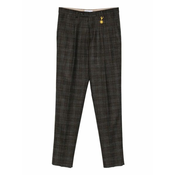 マニュエル リッツ メンズ 心地よいズボン下 ボトムス Pleated straight-leg trousers Brown