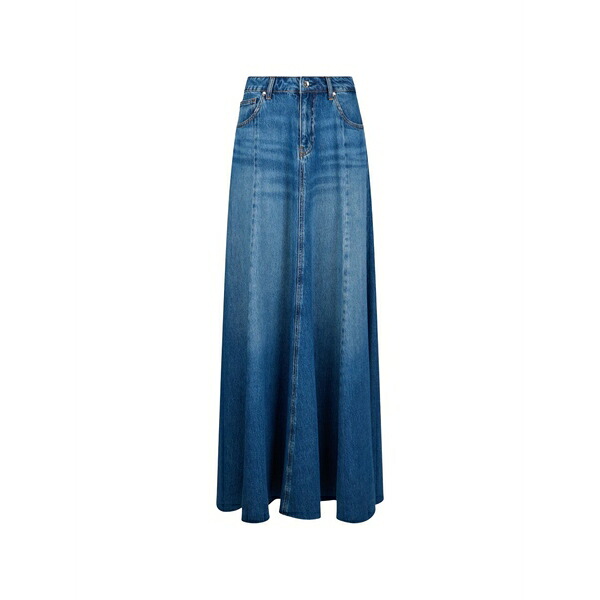 リュージョー レディース スコート ボトムス Stonewash frayed maxi skirt Blue