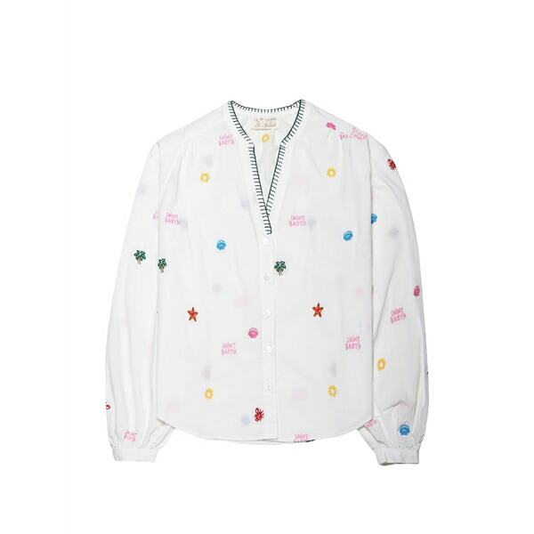 エムシーツーセイントバース レディース プルオーバー トップス Liona embroidered blouse White