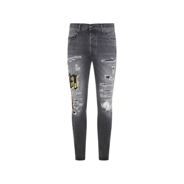 アミリ メンズ ジーンズズボン下 ボトムス Ripped patch skinny jeans Grey