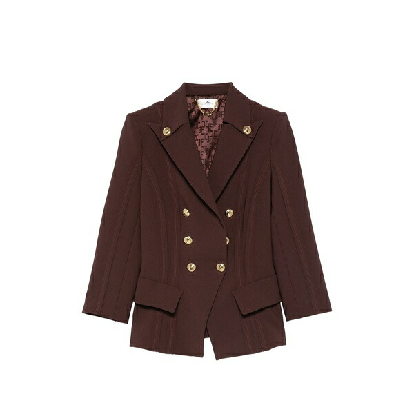 エリザベスフランキ レディース 上衣＆上衣 アウター Double-breasted blazer Brown