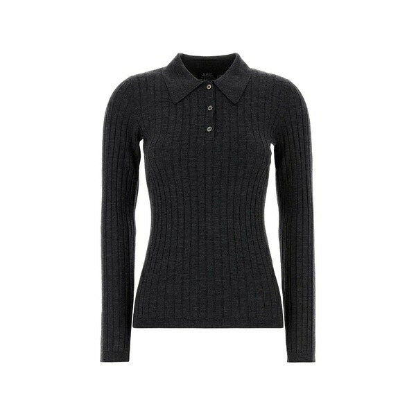 アーペーセー レディース スポーツシャツ トップス Ribbed-knit polo top Grey