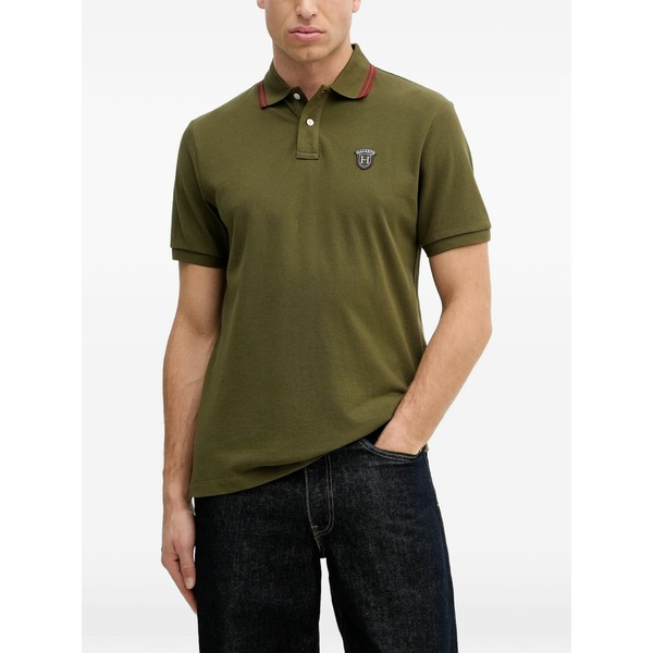 ハケット メンズ スポーツシャツ トップス Logo-patch polo shirt Green