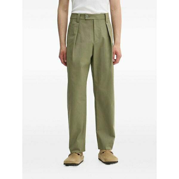 アーペーセー メンズ 心地よいズボン下 ボトムス Pleated-front trousers Green