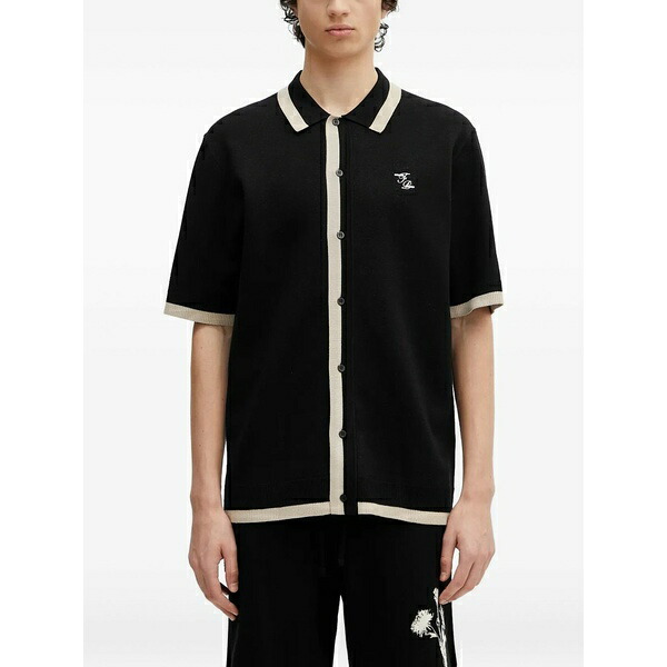フィリングピース メンズ プルオーバー トップス Floral-print knitted shirt Black