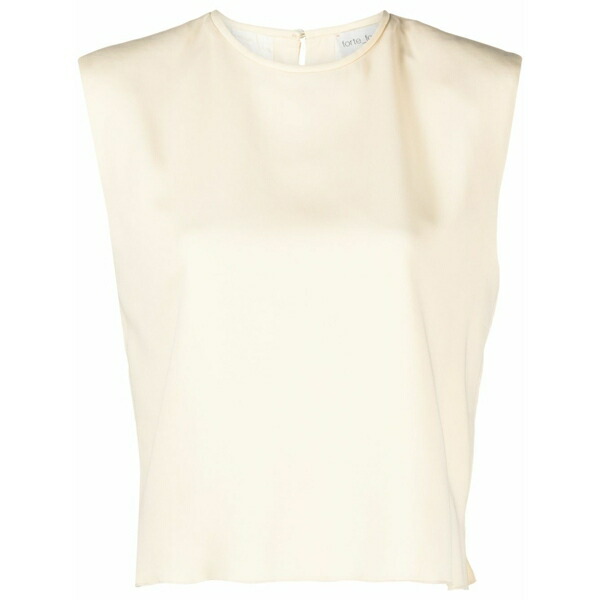 フォルテ フォルテ レディース プルオーバー トップス Crew-neck satin-finish blouse Neutrals