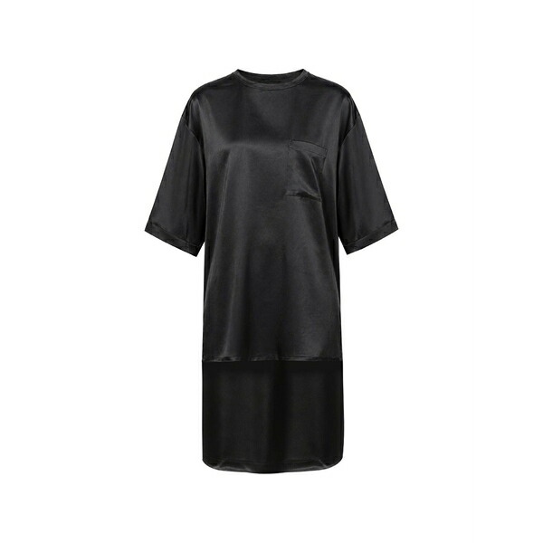 ダークパーク レディース シャツ トップス Tara satin-finish asymmetric blouse Black|asty
