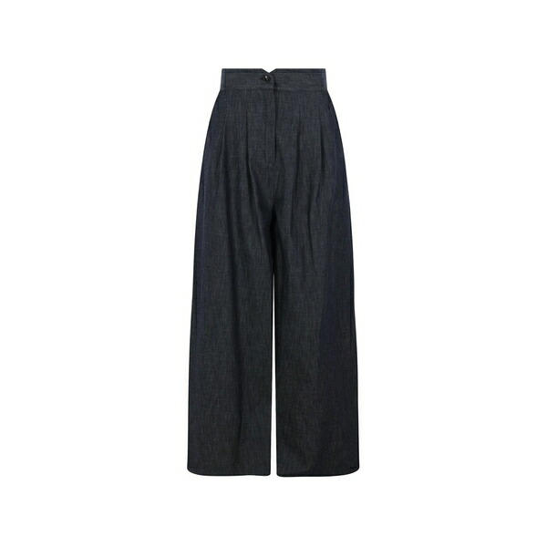 ドゥサン レディース ジーンズズボン下 ボトムス Pleated wide-leg jeans Blue