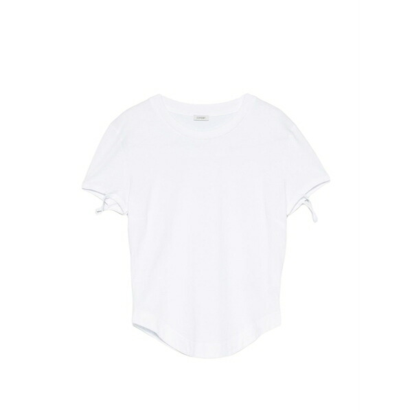 コーヴァート レディース プルオーバー トップス Tie-detail curved-hem t-shirt White