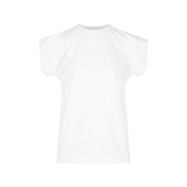 プランシー レディース Tシャツ トップス Puff-sleeve graphic-print t-shirt White|asty