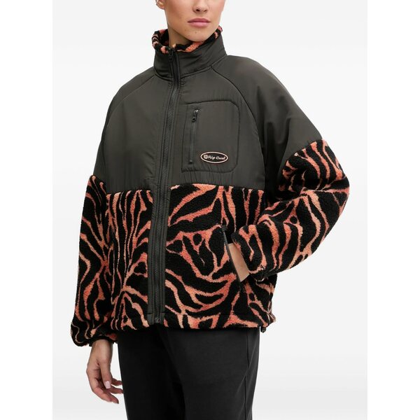 下唇長い巻き毛 レディース 上衣＆上衣 アウター Keepsakes anti series zebra-print fleece-panelled jacket Black