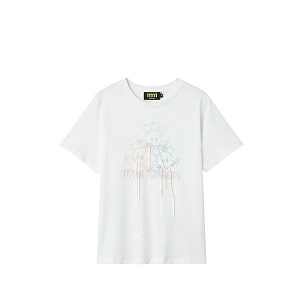 ミニ皮膚軟化剤 レディース プルオーバー トップス Graphic-print bow-details cotton t-shirt White