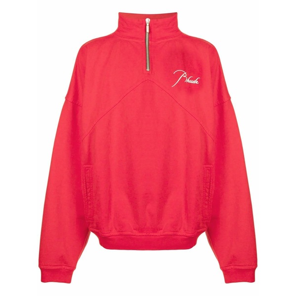 ルード メンズ パーカー・スウェットシャツ アウター Embroidered half-zip sweatshirt  Red