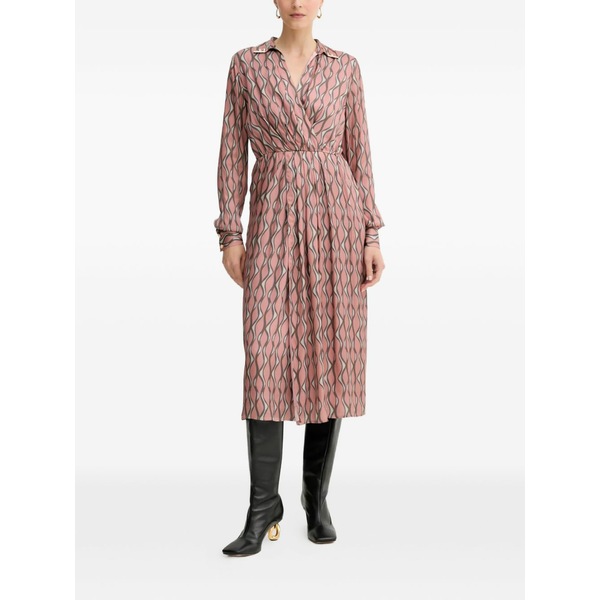 フラコミーナ レディース 衣裳 トップス Long-sleeve patterned MIDI dress Pink