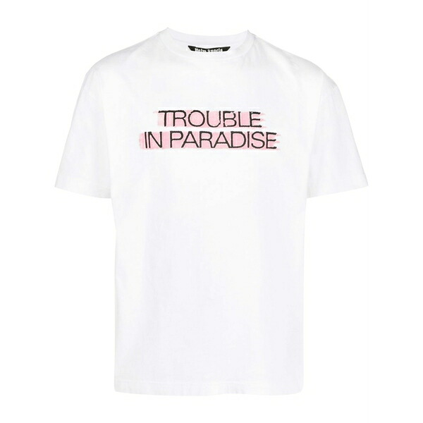 パーム・エンジェルス メンズ ティーシャツ トップス Slogan-print short-sleeve t-shirt White