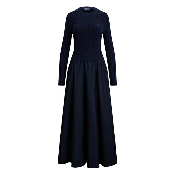 ラルフローレン レディース 衣裳 トップス Cable-knit flared dress Blue