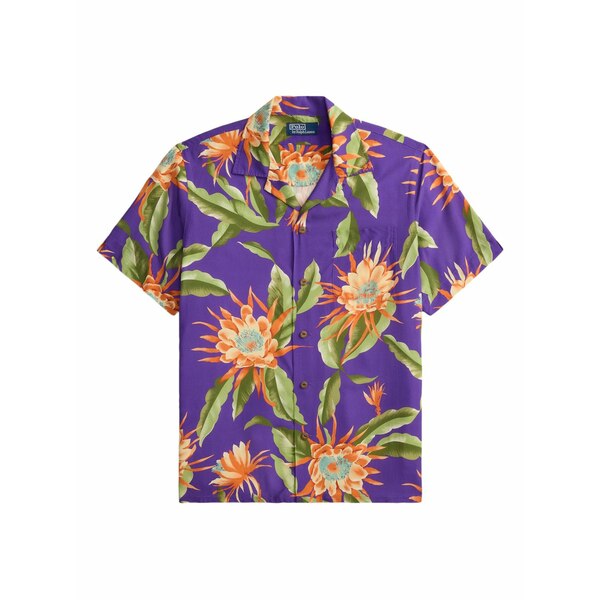 ラルフローレン メンズ プルオーバー トップス Floral-print pocket camp shirt Purple