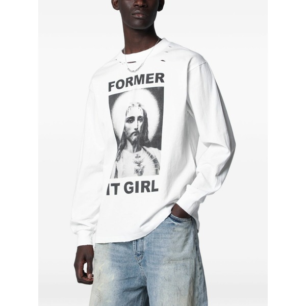 ダガー メンズ ティーシャツ トップス Print-detail round-neck t-shirt White