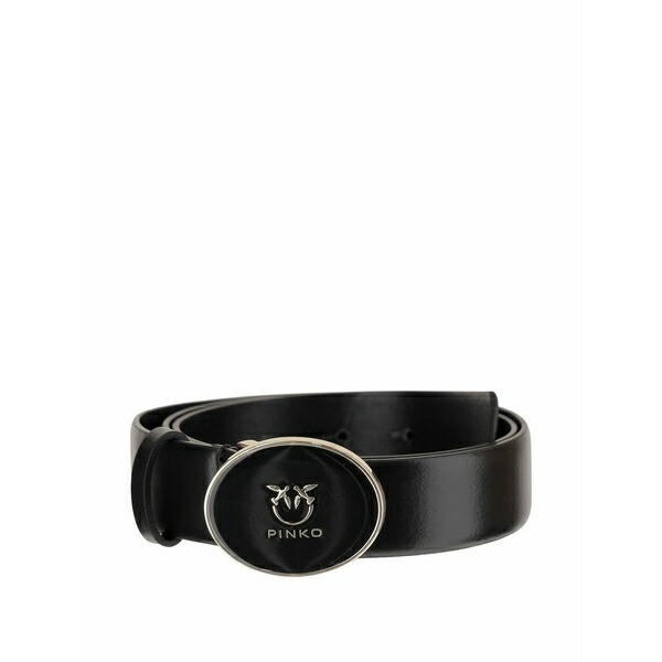 ピンコ レディース 胴締め 佩び物 Logo-plaque leather belt Black