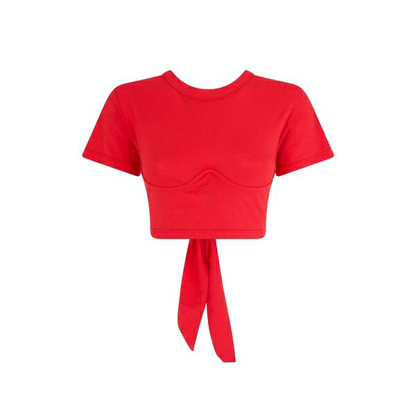 ジ アティコ レディース Tシャツ トップス Cut-out tie-fastening t-shirt Red｜asty