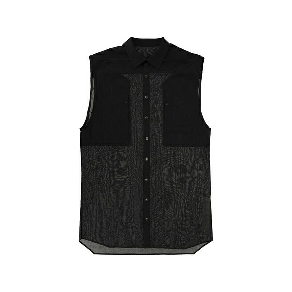 リックオウエンス メンズ プルオーバー トップス Sleeveless mesh-panel shirt Black