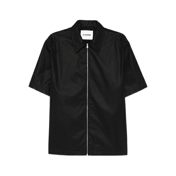 ジル・サンダー メンズ プルオーバー トップス Zip-up shirt Black