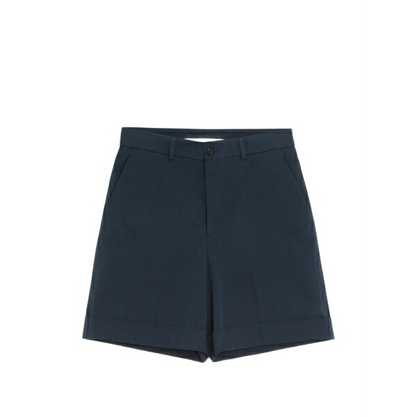 ヴァレンティノ ガラヴァーニ メンズ 心地よいズボン下 ボトムス  cotton gabardine bermuda shorts with turn-up and vlogo embroidery Blue