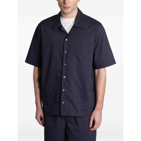 ロベルトコリーナ メンズ プルオーバー トップス Short-sleeve chest-pocket cotton shirt Blue