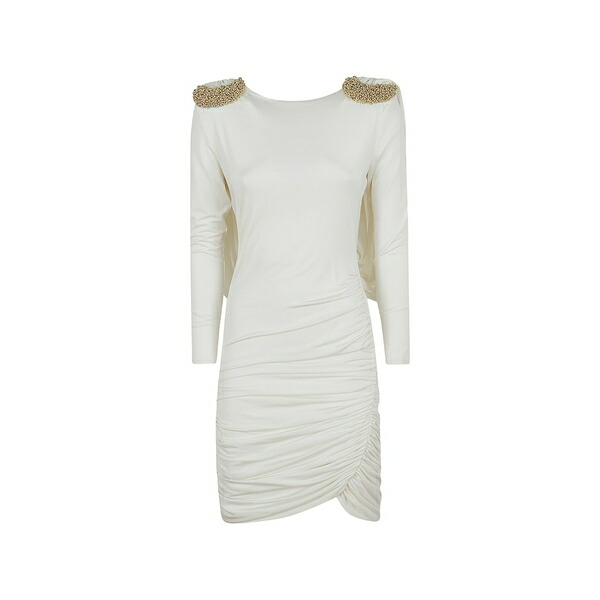 アーメン レディース 衣裳 トップス Bead-embellished ruched mini dress White