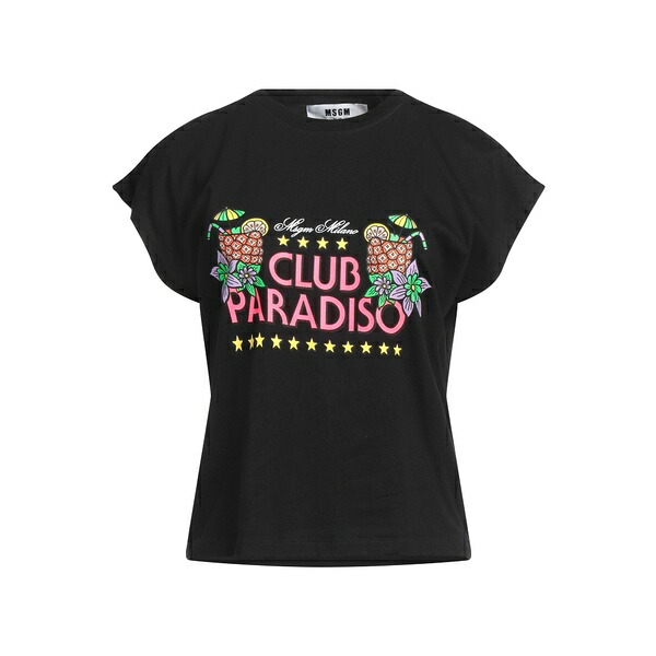 【送料無料】 エムエスジイエム レディース Tシャツ トップス T-shirts Black｜asty