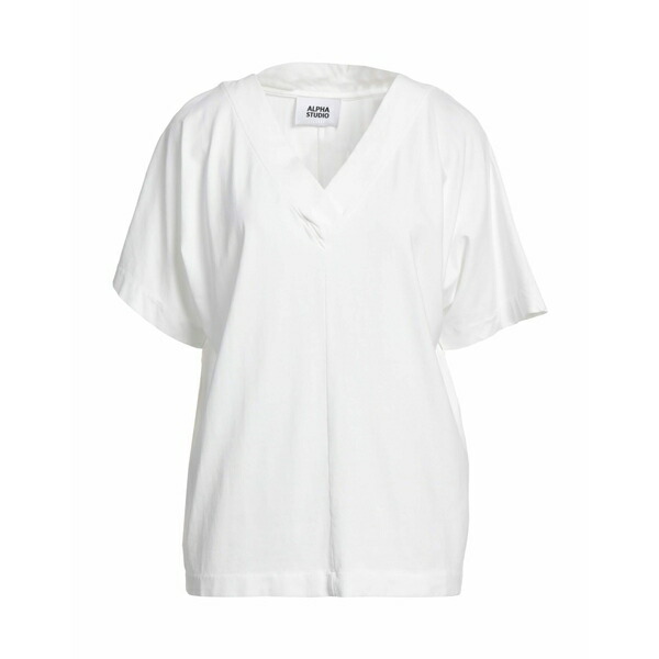【送料無料】 アルファス テューディオ レディース Tシャツ トップス T-shirts White