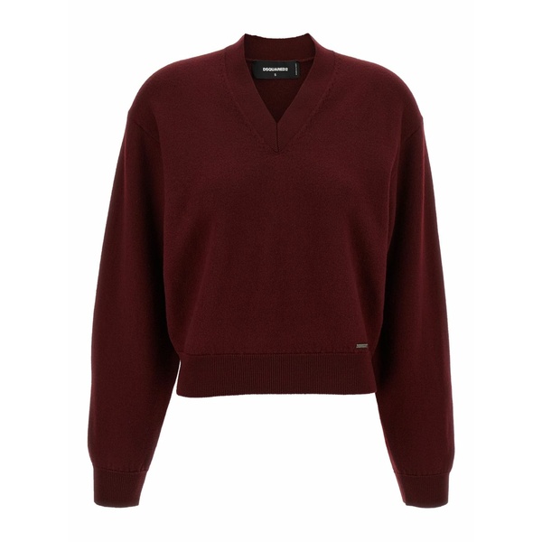 ディースクエアード レディース ニット&セーター アウター V-neck jumper Red｜asty