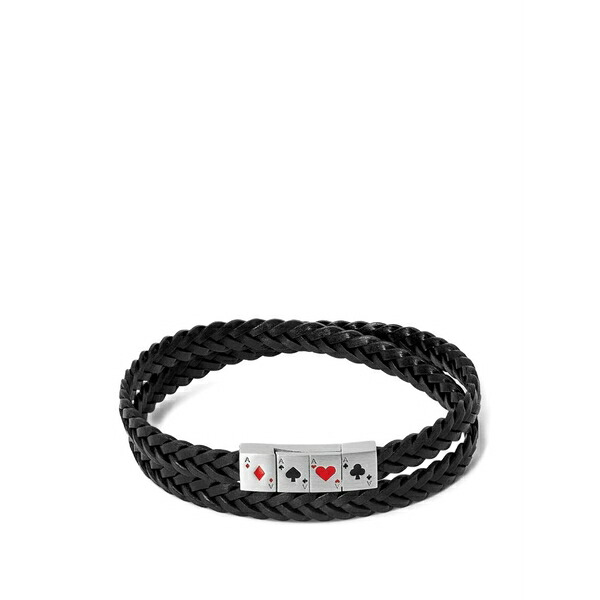 タテオシアン メンズ ブレスレット・バングル・アンクレット 付属物 Braided card-motif bracelet Silver
